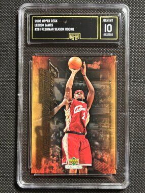 2003-04 Upper Deck LEBRON JAMES RC Freshman Season ROOKIE #28 GMA 10 GEM MINT